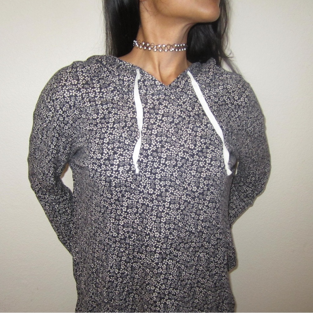 American Rag Black and White Floral Hoodie